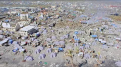 Aerial over refugee tents after the storm Haiyan
