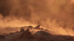 Martian terrain with fumes in slow motion