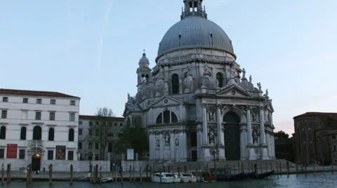 0348 Venice: Santa Maria della salute at dusk Stock Footage 37524448