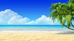 Tropical sand beach background with palms.