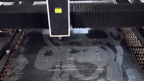 035 cutting sheet metal on a laser cnc machine Stock Footage 155306700