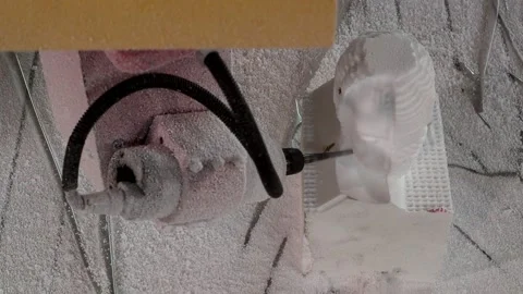 035 production of a 3d model of the head made of foam on a five-axis cnc mac Stock Footage 154897323