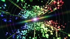 VJ Loop - Rainbow cubes and laser lights traveling through space