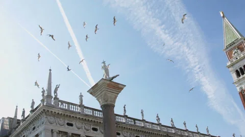 0354 Venice. St.Mark's Tower Bell Stock Footage 37529188
