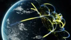 Global Digital network spreading across realistic world