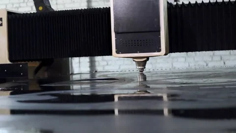036 cutting sheet metal on a laser cnc machine Stock Footage 155306789
