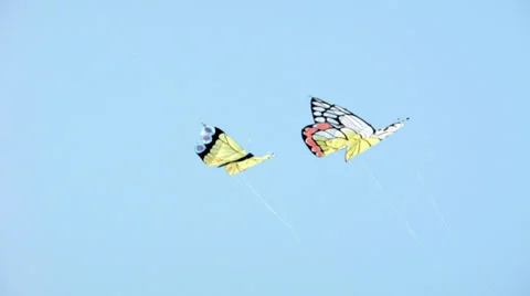 0361 Two kites flying in the wind Video stock 37559120