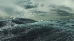 Rough Sea seamless loop. big waves in a stormy ocean.