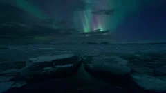 Aurora Borealis (Northern Lights) on Jokulsarlon Lagoon, Iceland timelapse