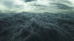 Rough Sea seamless loop. big waves in a stormy ocean.