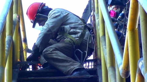 0363 Working with safety equipment Stock Footage 34252076