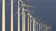 Rotating turbine blades on wind farm