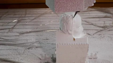 037 production of a 3d model of the head made of foam on a five-axis cnc mac Stock Footage 154897309