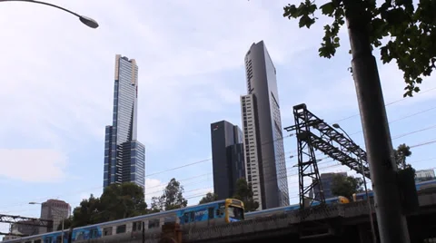 037 TRAIN &amp; BUILDINGS Stock Footage 34160440