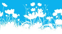 Animated Illustration Consisting of Flowers, Grass and Flying Butterflies