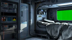 Scifi Spaceship Bedroom - Video Background - Green Screen