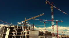 big construction site with cranes panorama timelapse
