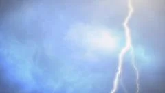 Various Lightning Strikes with sound, rain thunder in cloudy sky