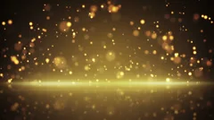 flying gold particles and reflection loop background