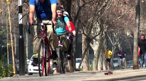 0374 Bikes in the park Stock Footage 36639481