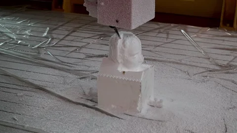 039 production of a 3d model of the head made of foam on a five-axis cnc mac Stock Footage 154897365