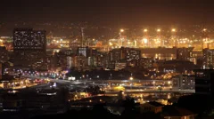 Timelapse of Durban City Night Traffic Harbour | Durban Stock Footage