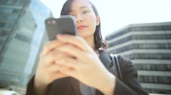 Asian Japanese Female Outdoors Business Smart Phone Planning Sun Lens Flare