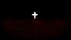 Shining cross on red sea.