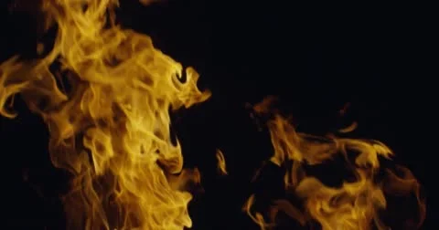 03_GoldFire_BurningOnBlack1 Video stock 53344591