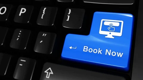 04. Book Now Moving Motion Enter Button On Computer Keyboard with Text and icon 動画素材 95198266