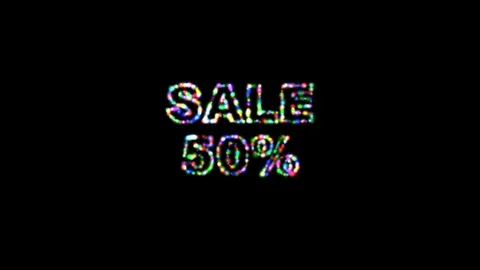 04 Text Animation with Colored Particles Sale 50 库存影片 128827108