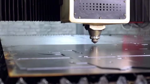 040 cutting sheet metal on a laser cnc machine Stock Footage 155307273