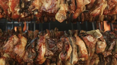 0400 skewered  meat Stock Footage 40492558