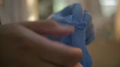 Putting on Rubber Gloves Slow Motion