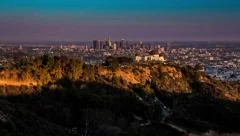 Sunset Day to Night Timelapse Los Angeles Griffith Park