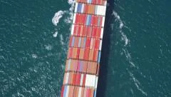 Aerial shot of container ship at sea