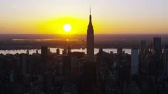 Sunset aerial view of New York City