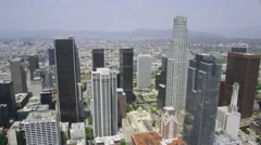 Aerial view of  Los Angeles cityscape and skyscrapers