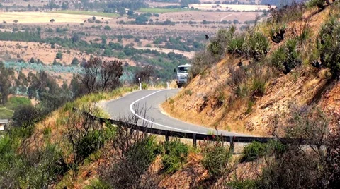 0409 Truck on a mountain Stock Footage 34266727
