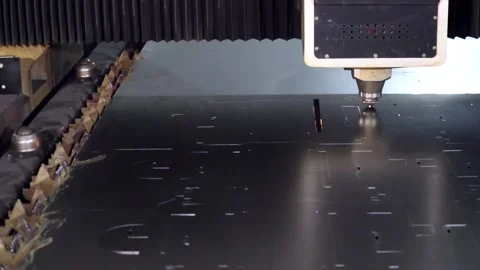 041 cutting sheet metal on a laser cnc machine Stock Footage 155307060
