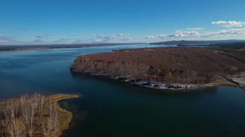 041 Siberian river and forest from above 库存影片 166573432