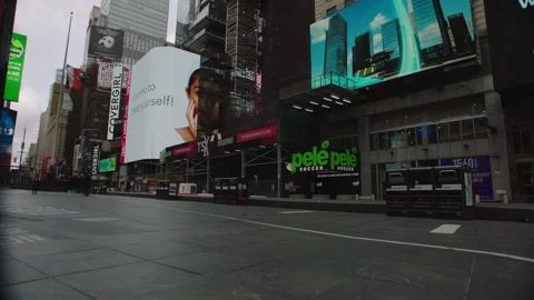 041020 Angled view of Times Square advertising in Midtown Manhattan 스톡 동영상 251196397