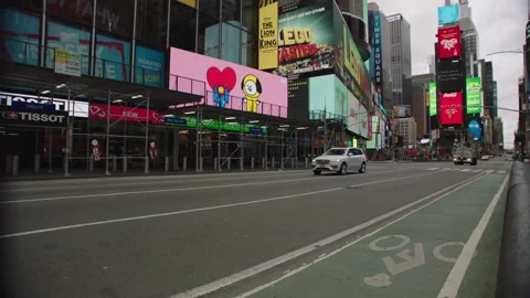 041020 Street view peaking in on an empty Times Square in Midtown Manhattan Stock Footage 251196690