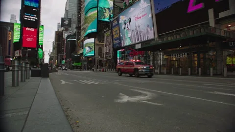 041020 Tilted angle of oncoming traffic in Times Square Midtown Manhattan Stock Footage 251196631