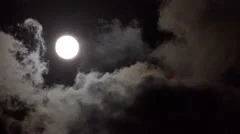 Full Moon in Clouds on Sky Night View Moon Light, Evening Background 4K