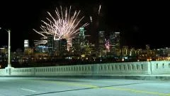 Fireworks Over Los Angeles City Skyline Night