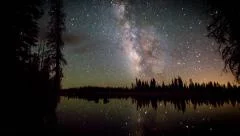 Milky Way Time-lapse galaxy across Mountain Lake