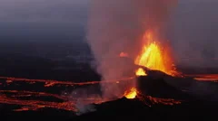 Aerial Night Volcano Lava Holuhraun Seismic Activity Land Fissures Iceland