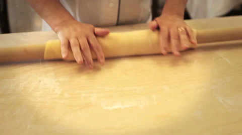 0418 Rolling dough to make italian pasta Stock Footage 40633825