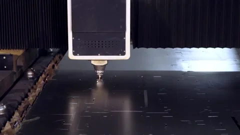 042 cutting sheet metal on a laser cnc machine Stock Footage 155307380